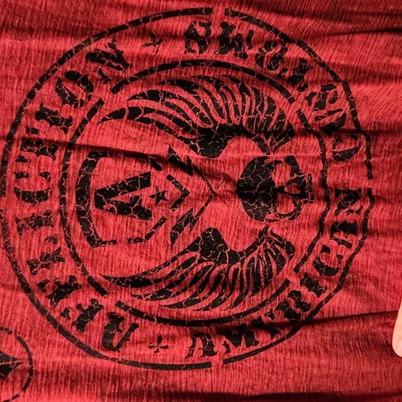 AFFLICTION Reversable Red/Black Distressed Tee Size L - Picture 4 of 7